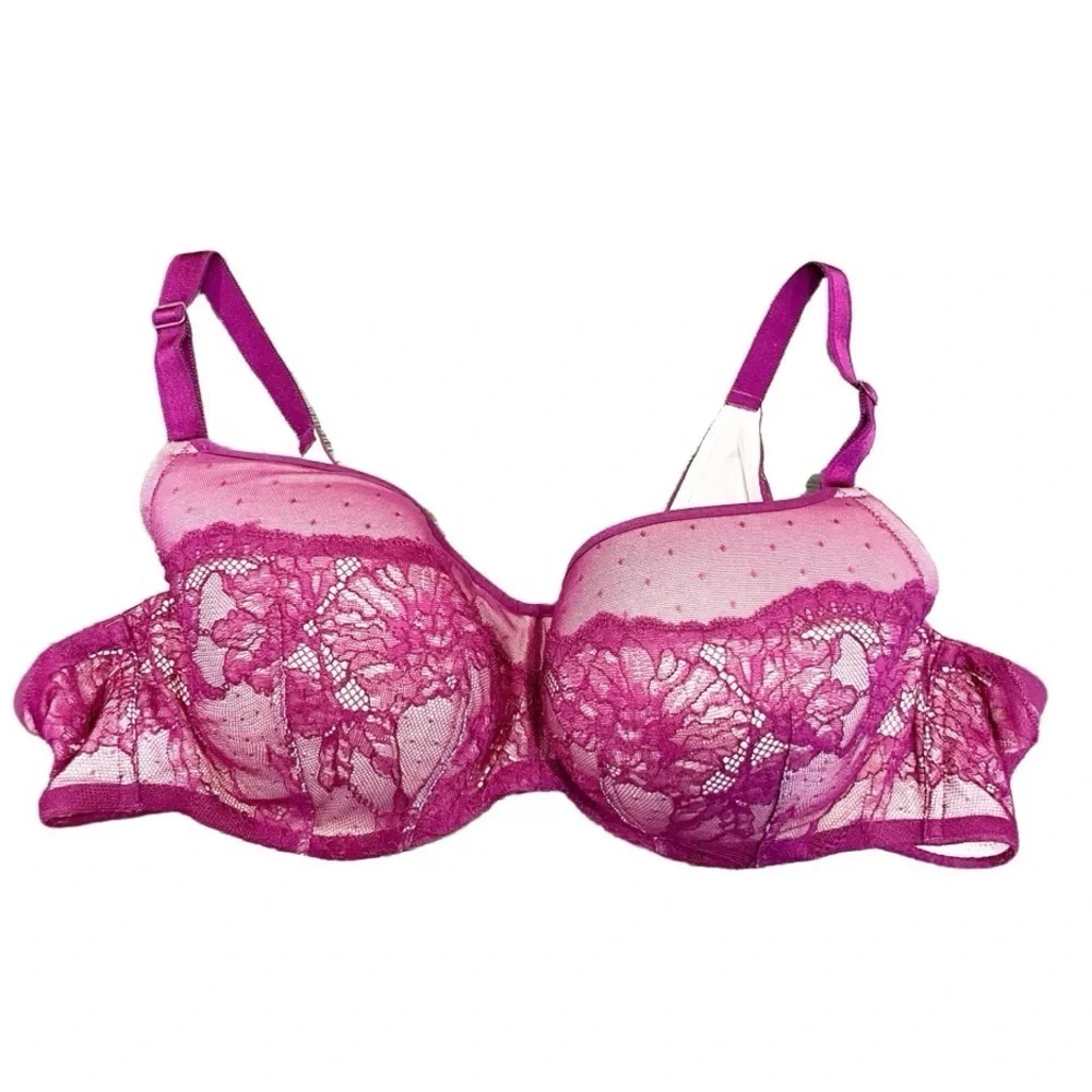 Torrid Bra Women's 46B Full Coverage Balconette Lightly Lined Purple Lace